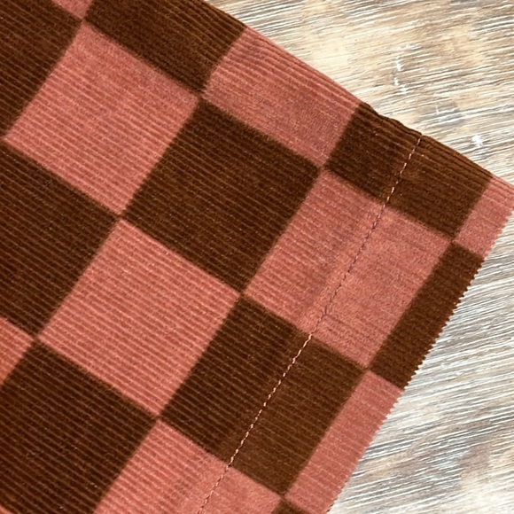 Womens Go-go Mini Skirt Size 6 Corduroy Chestnut Check Belt 70s Wild Fable - Picture 5 of 12
